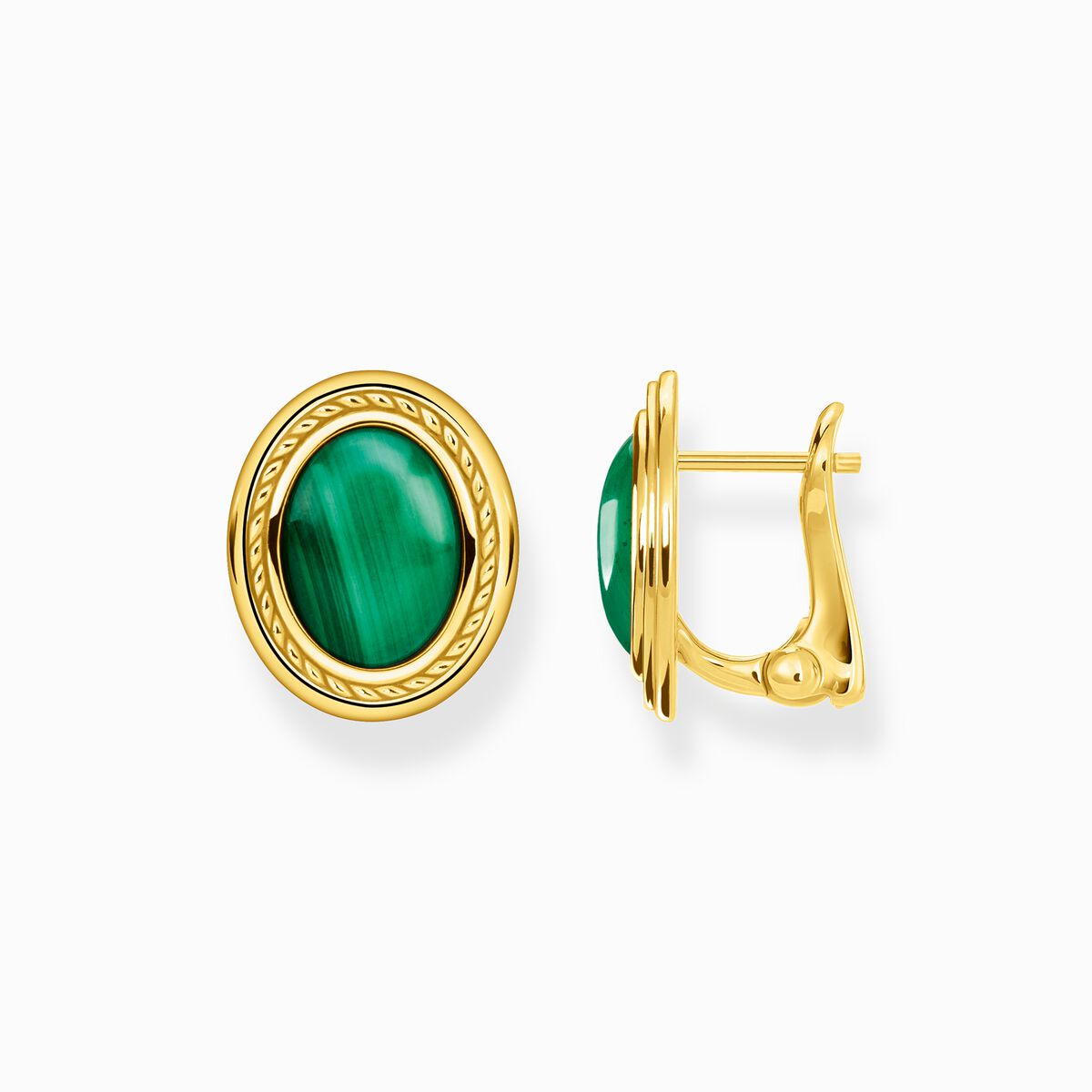 Ear studs green stone gold