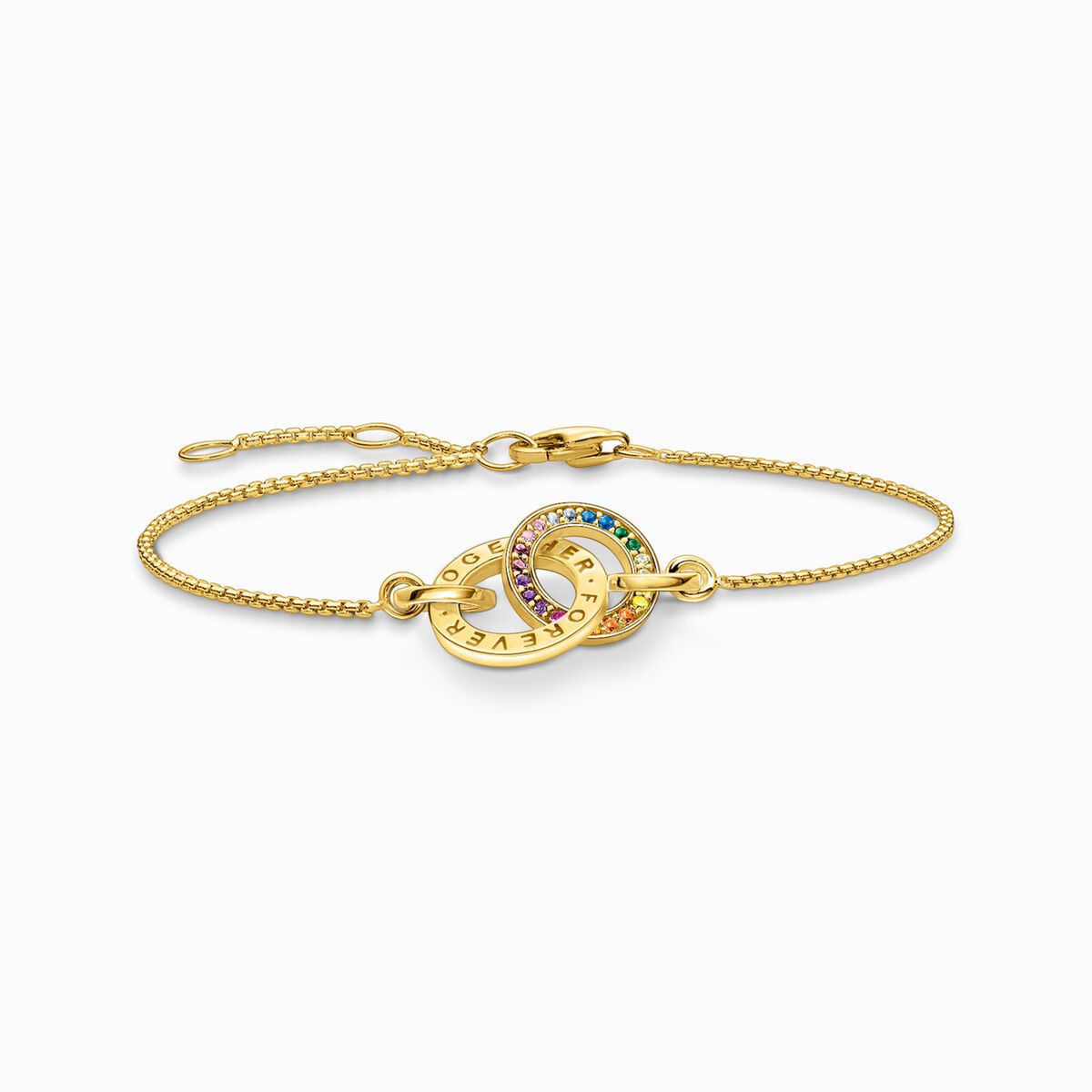 Gold plated bracelet Together with two rings and coloured stones