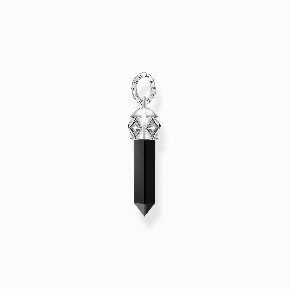 Silver blackened pendant with hexagon-cut black onyx