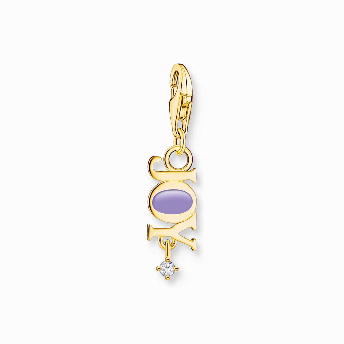 Charm pendant Joy with white stone gold plated
