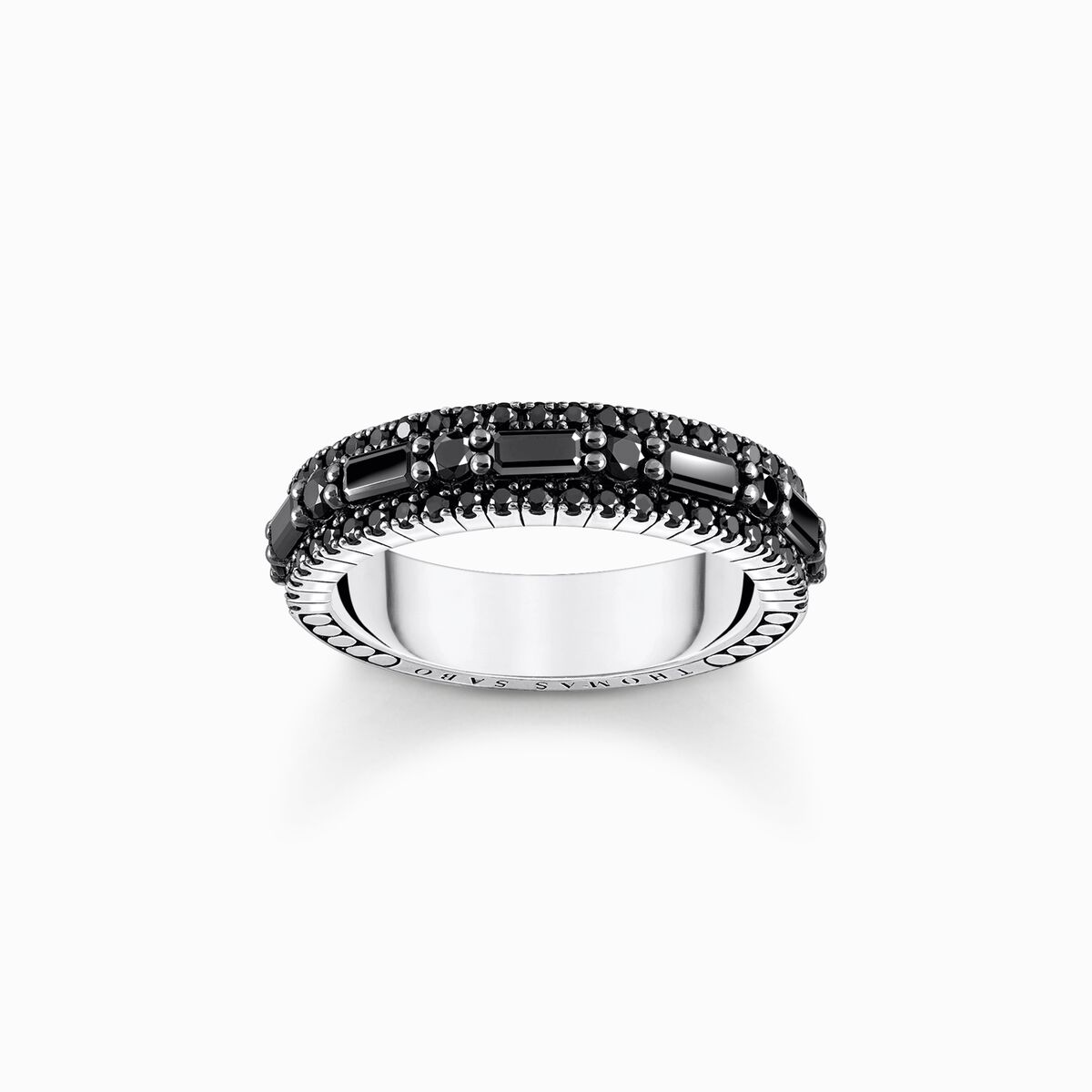 Silver blackened ring with black zirconia