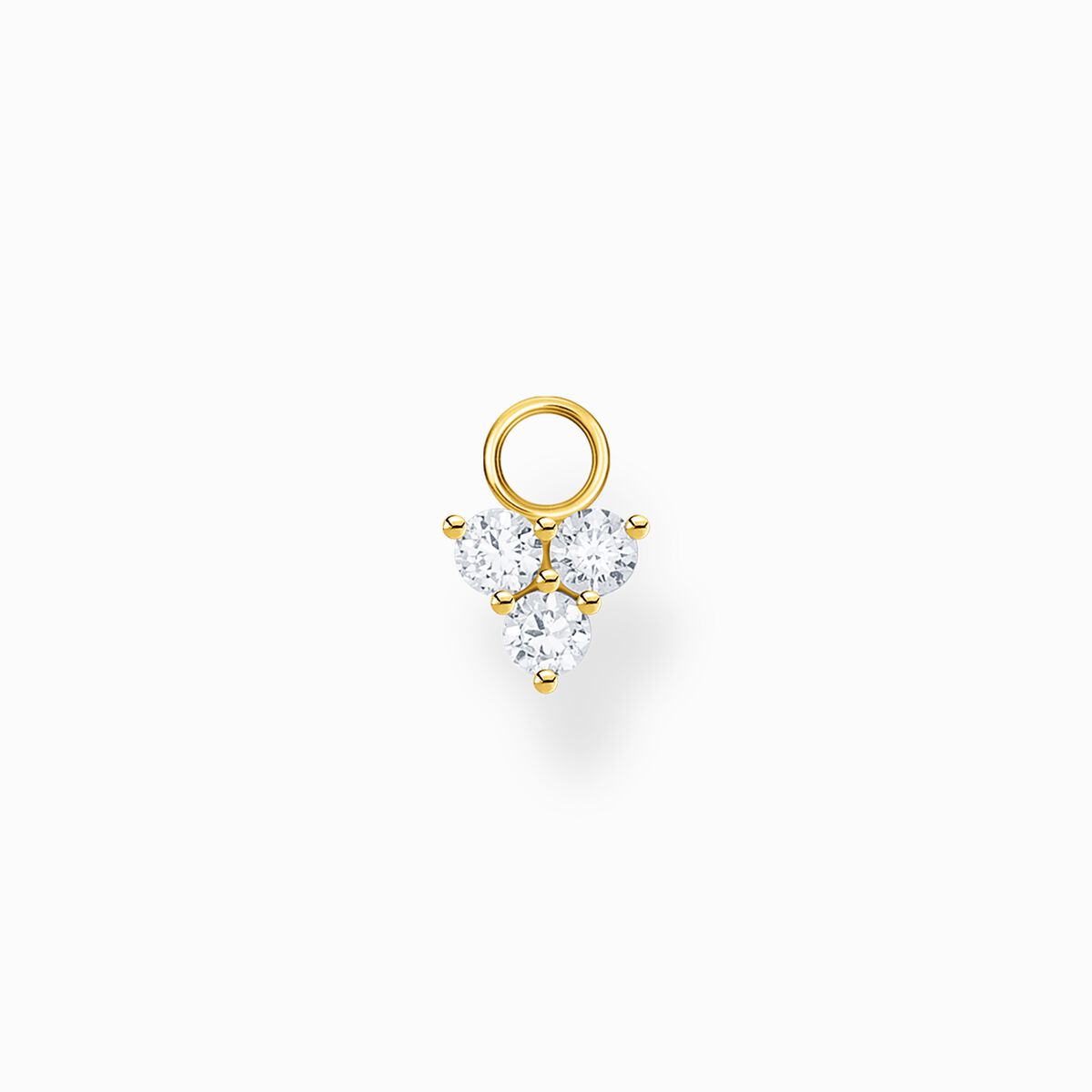 Single ear pendant white stones gold