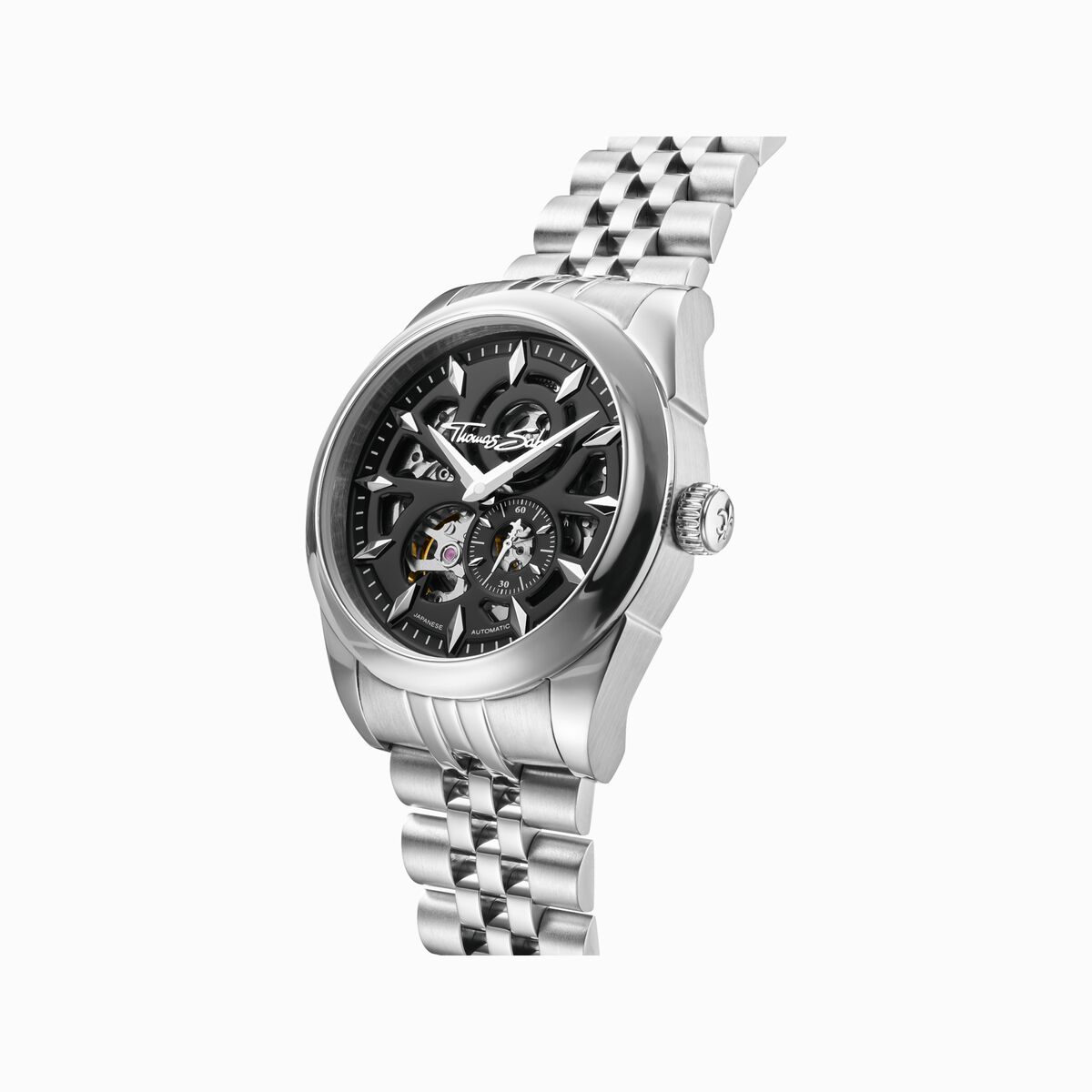 Silver automatic watch with 41 mm and black dial