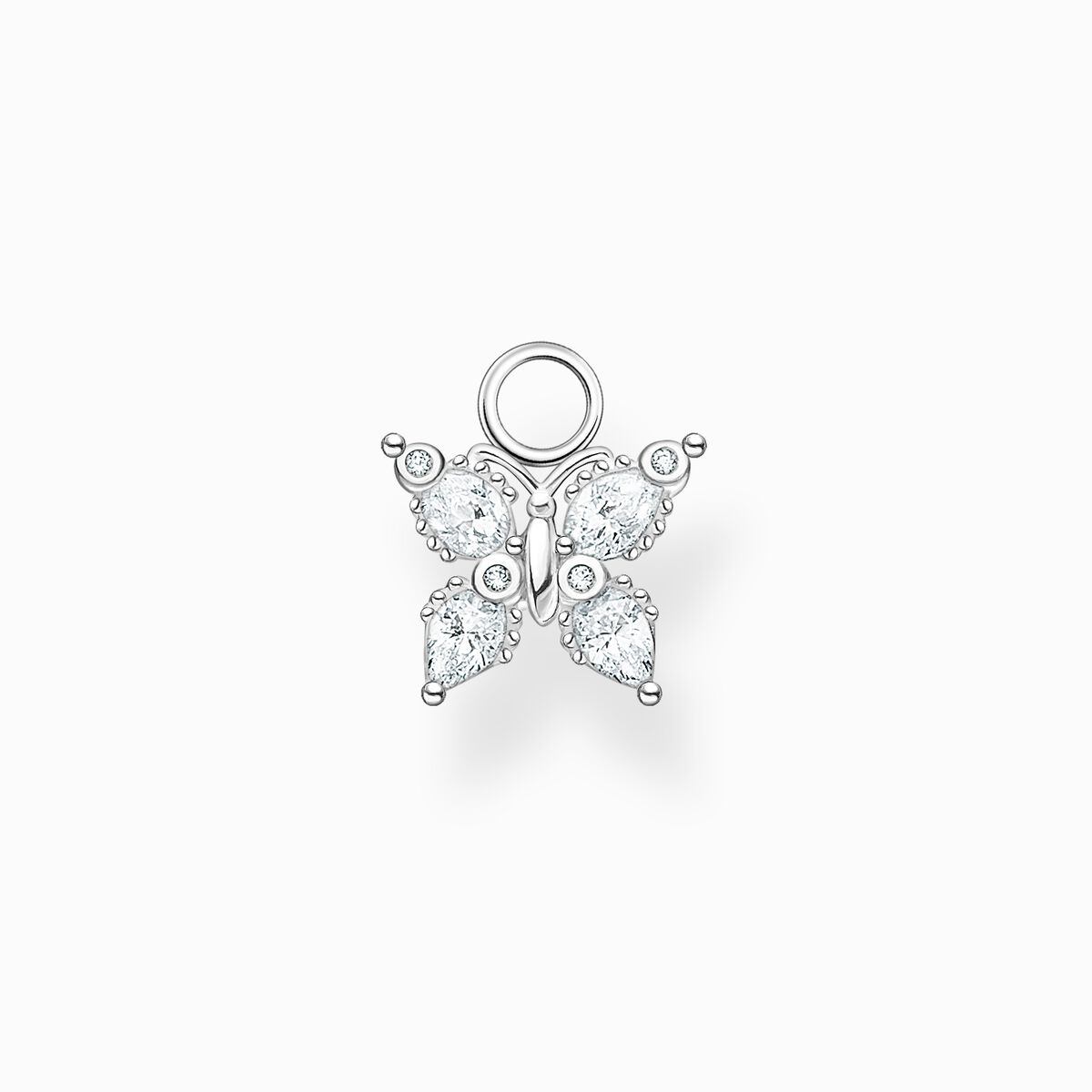 Single ear pendant butterfly white stones