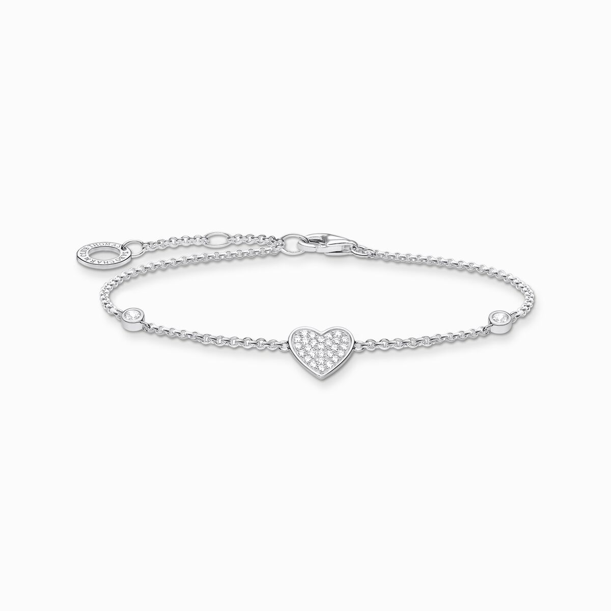 Bracelet heart with stones silver
