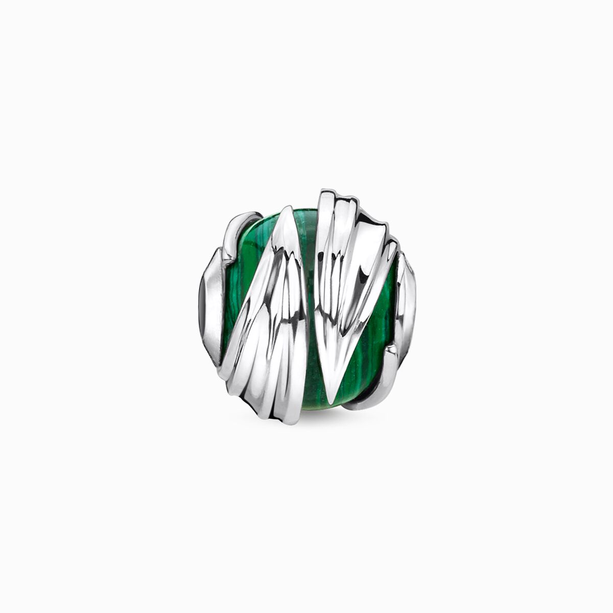 Bead leaves malachite silver