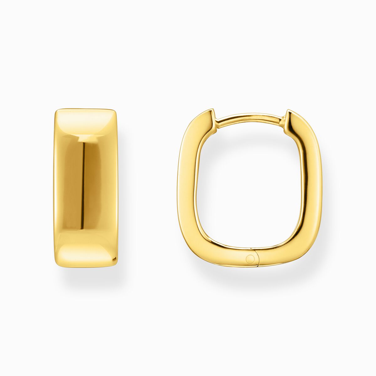 Gold-plated hoop earrings in angular shape