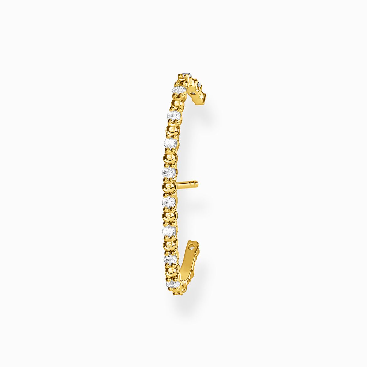 Single ear stud white stones gold
