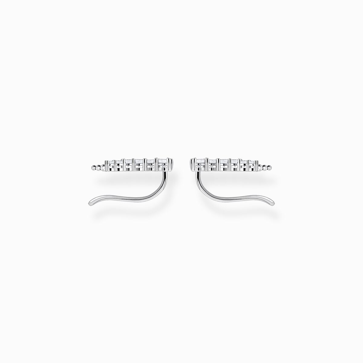 Ear climber white stones, silver