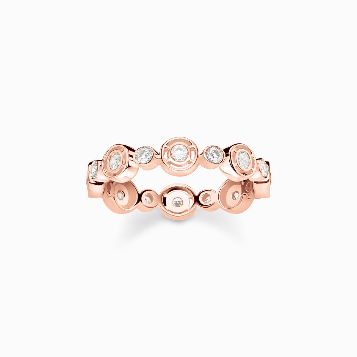 Ring circles with white stones rose gold plated