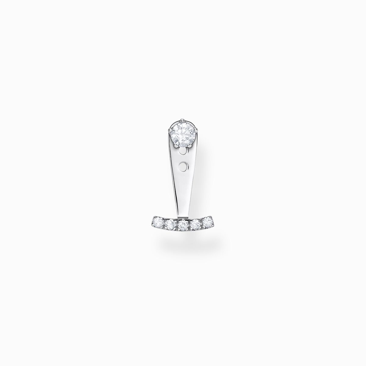 Single ear stud white stones, silver
