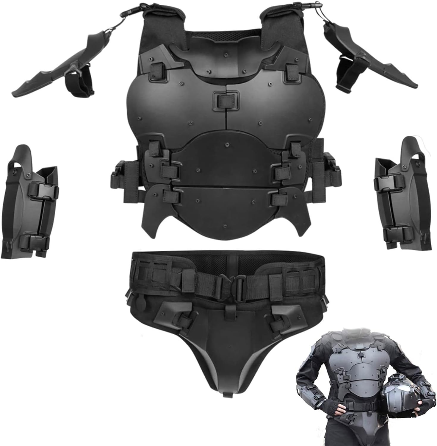 5 in 1 Armor Suit Cosplay Costumes Combat Body Gear Tactical Molle Chest Protector Set - ortacical
