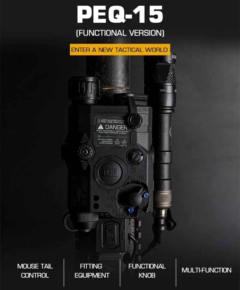 PEQ-15 (Green laser +IR infrared non-luminescence + flashlight) tactical green laser pointer - ortacical