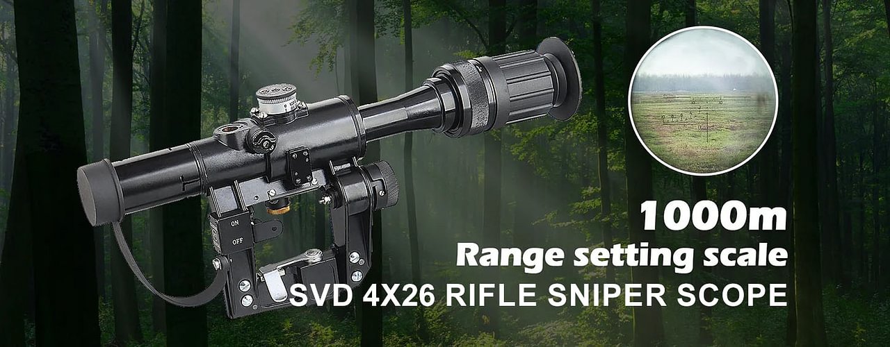 SVD 4X26 Side Mount Red Illuminated Tactical Hunting Riflescope Glass Reticle Optics Sights AK Rifle Sniper Scope - ortacical