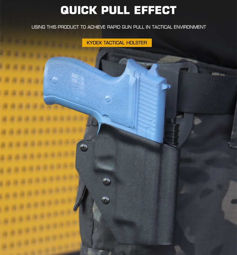 Tactical anti-slip and scratch-resistant MOLLE system fits waist seal belt P226 Kydex with quick-pull sleeve - ortacical