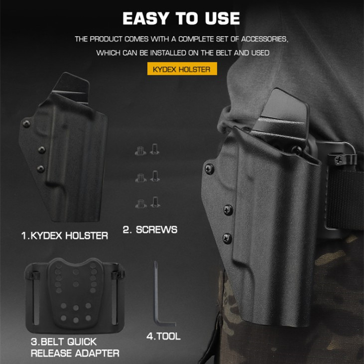 Fit 1911 lightweight adjustable elastic Kydex tactical equipment quick pullout sleeve - ortacical