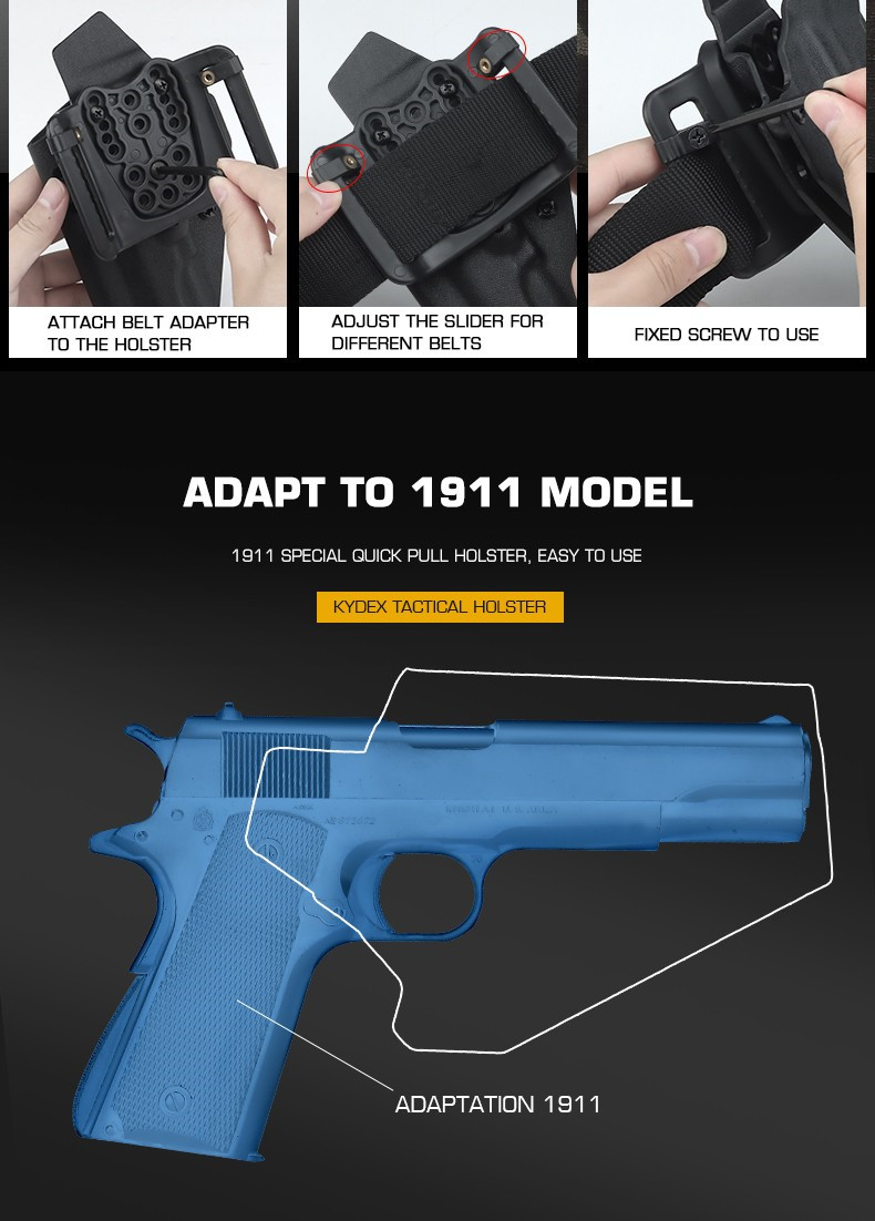 Fit 1911 lightweight adjustable elastic Kydex tactical equipment quick pullout sleeve - ortacical