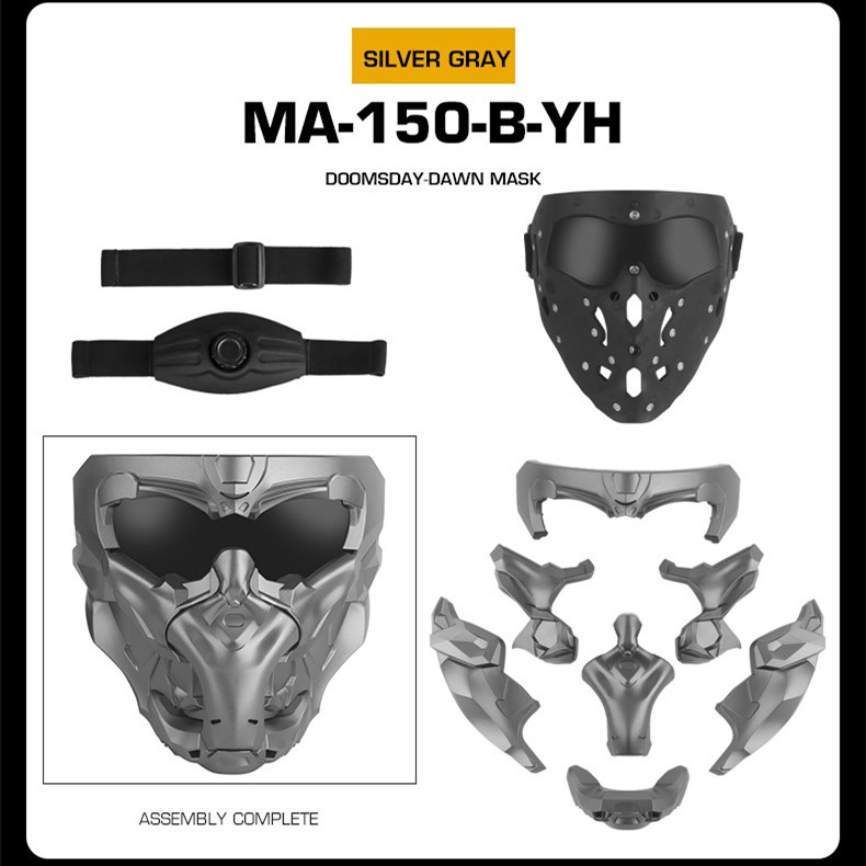 Mecha of Doom Terminator style mask and COSPLAY carbon fiber silver gray color suit - ortacical