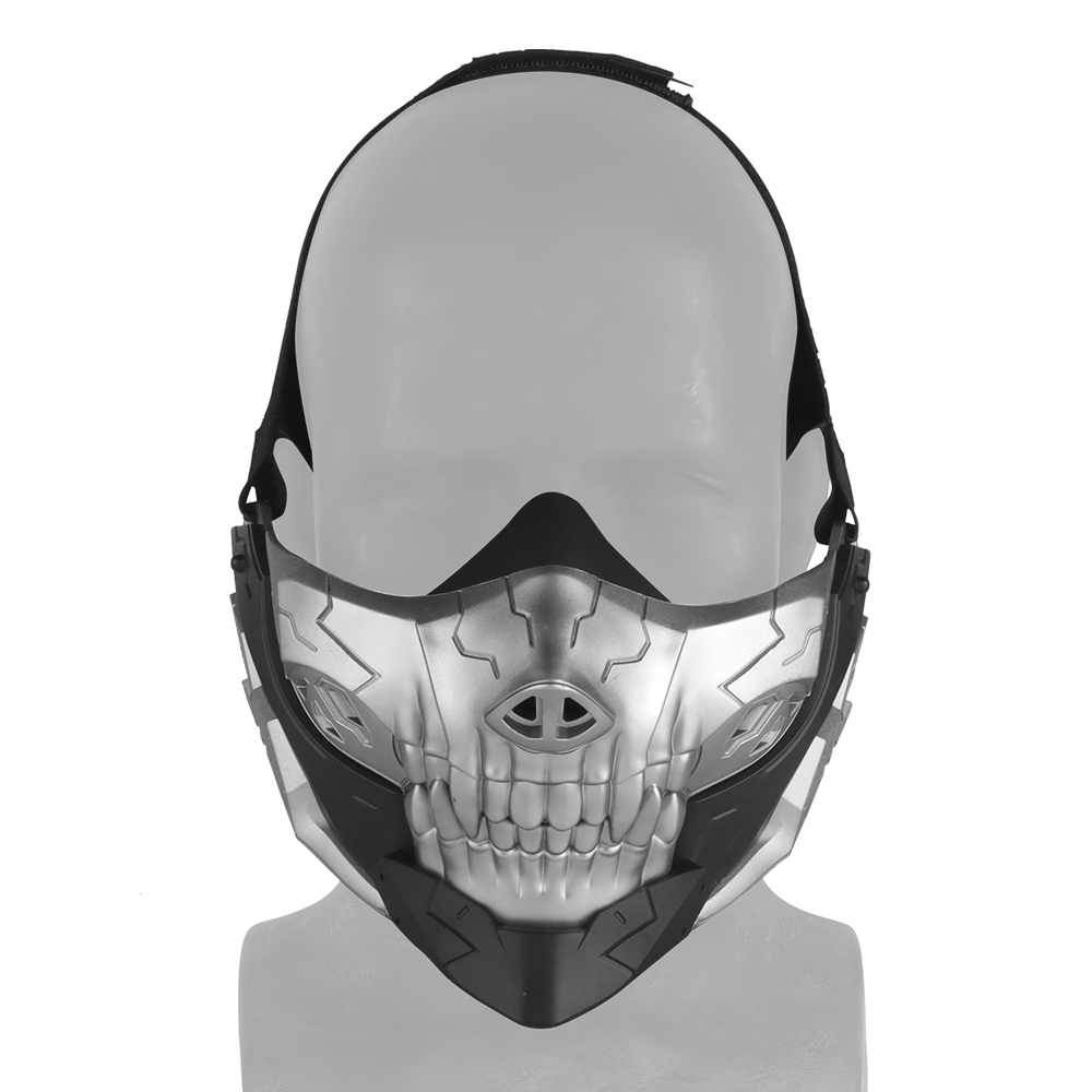 Rebel Punisher Skeleton silver gray half face with a COSPLAY ball Halloween mask - ortacical