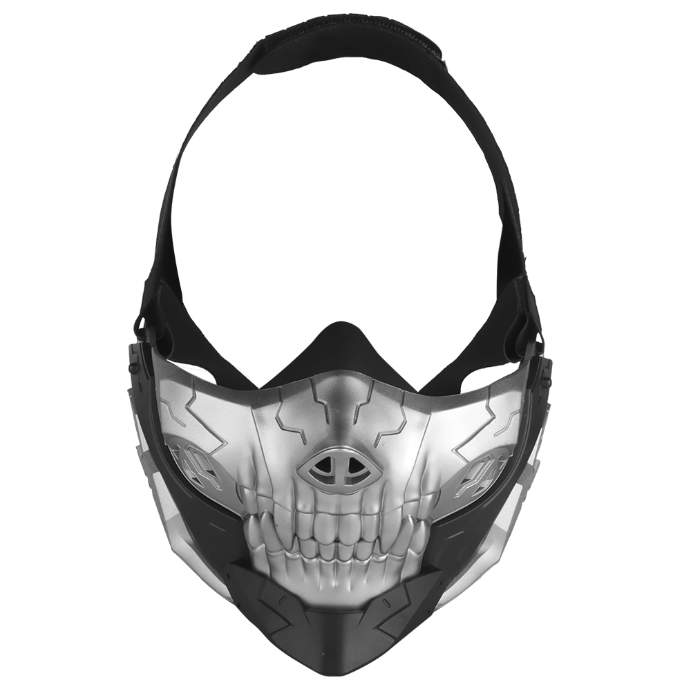 Rebel Punisher Skeleton silver gray half face with a COSPLAY ball Halloween mask - ortacical