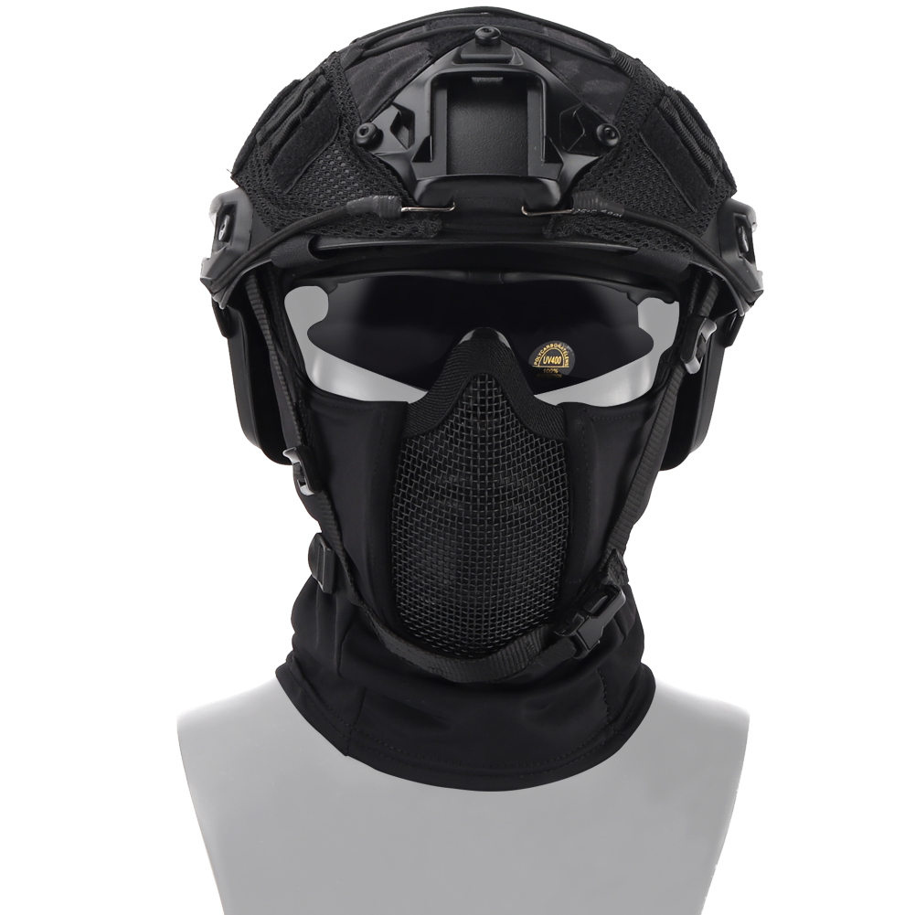 Steel mesh polyester pure color breathable military fan tactical head cover CS high elastic fabric breathable moisture absorbent perspiration lightweight tensile fall resistance - ortacical