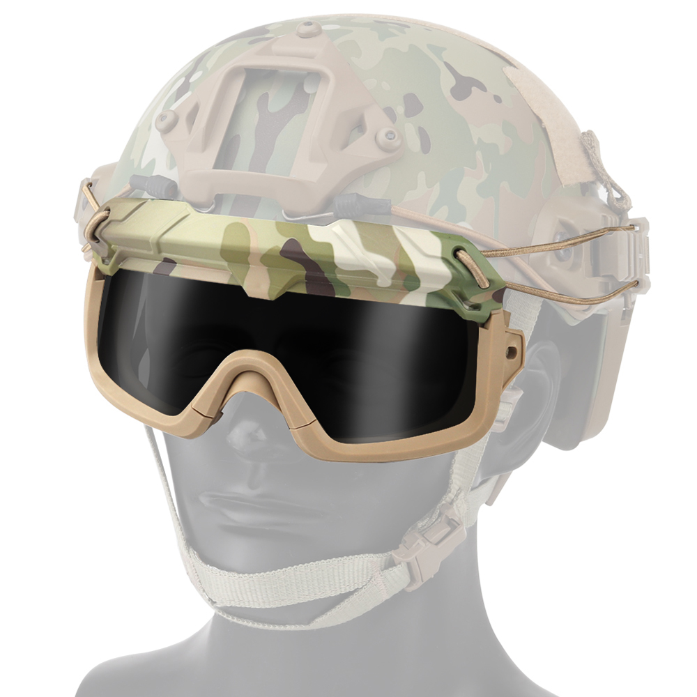 Two modes of use for multi-dimensional split tactical outdoor goggles - ortacical