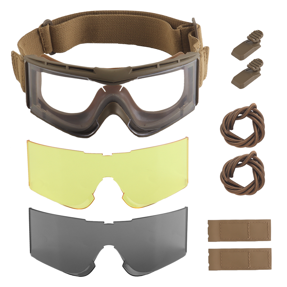 W810 Tactical Goggles Set with UV filter tricolor lens sunglasses helmet rail - ortacical