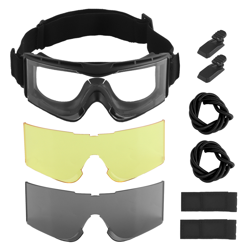 W810 Tactical Goggles Set with UV filter tricolor lens sunglasses helmet rail - ortacical
