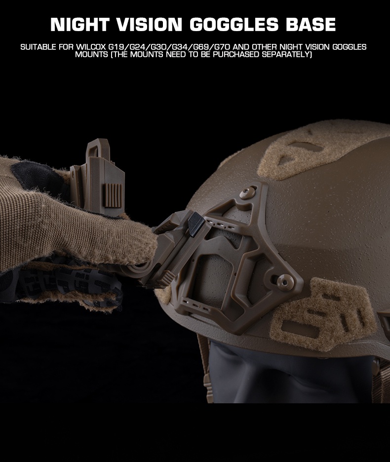 Lightweight night vision device stand tactical helmet squid dry base (3 holes) nylon material - ortacical
