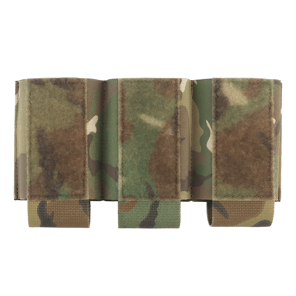 The vest is compatible with an inbuilt Velcro adhesive secondary bag, a triple clip-on pocket, and a camouflage triple 7.62 function bag - ortacical