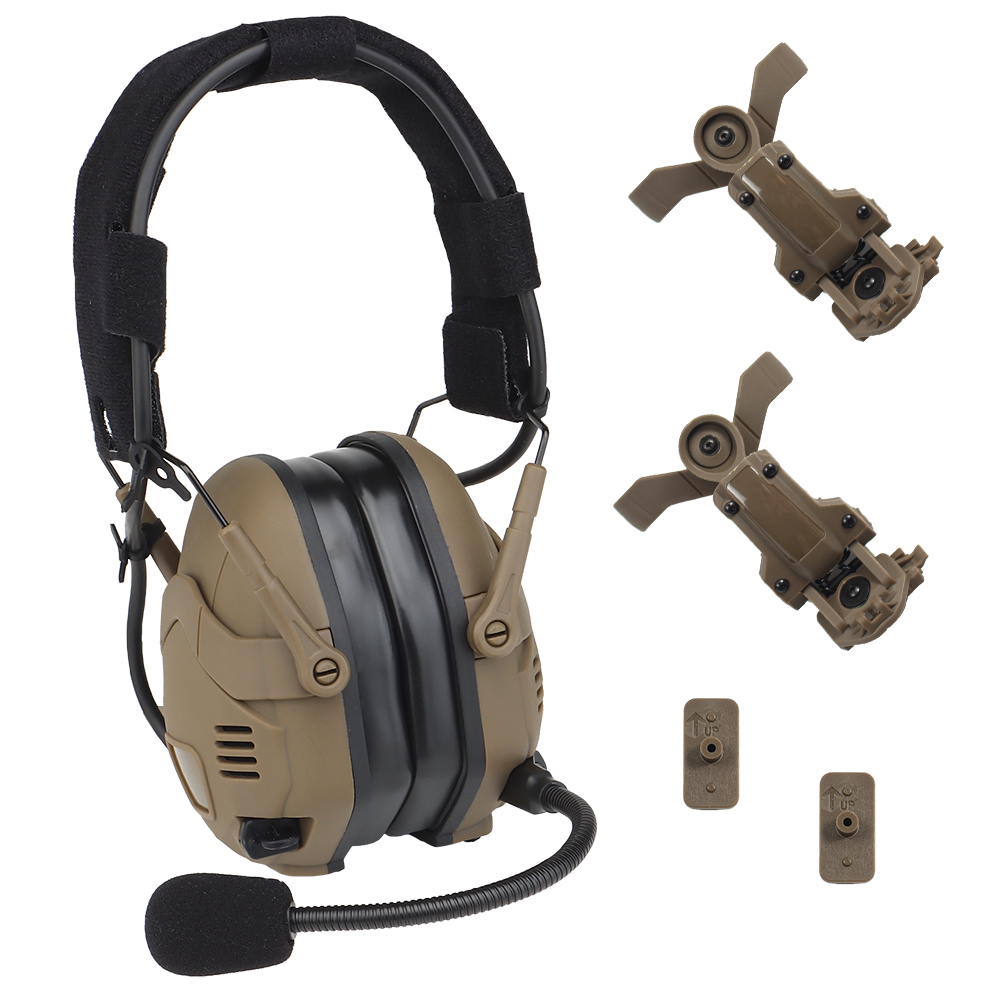 Sound pickup and noise reduction tactical Bluetooth camouflage headphones, headband helmet, quick-release dual-purpose silicone ear cups - ortacical