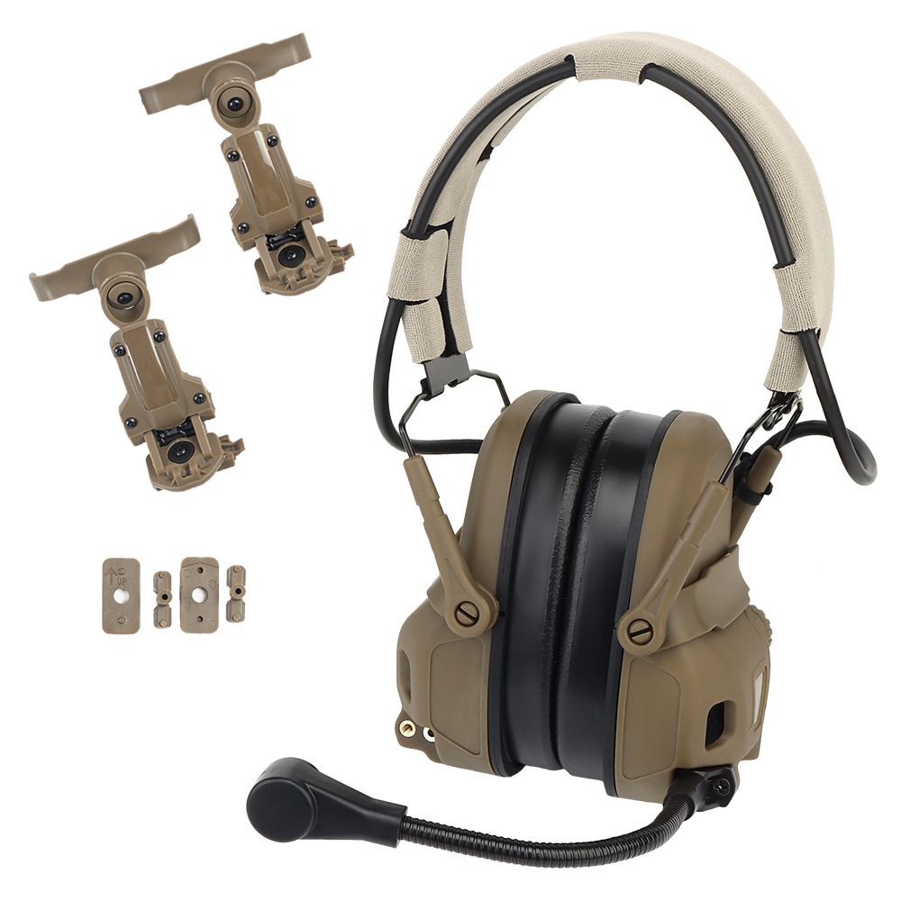 GEN6 communication tactical headphones (without noise pickup and cancellation) with interchangeable microphones and silicone ear cups on the left and right sides - ortacical