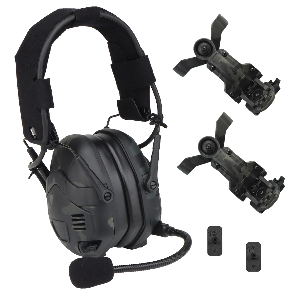 Sound pickup and noise reduction tactical Bluetooth camouflage headphones, headband helmet, quick-release dual-purpose silicone ear cups - ortacical