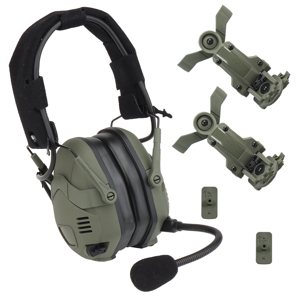 Sound pickup and noise reduction tactical Bluetooth camouflage headphones, headband helmet, quick-release dual-purpose silicone ear cups - ortacical