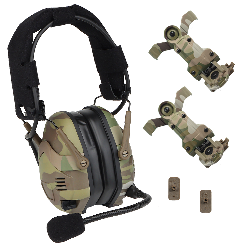 Sound pickup and noise reduction tactical Bluetooth headphones, helmet, quick-release dual-purpose silicone ear cups - ortacical