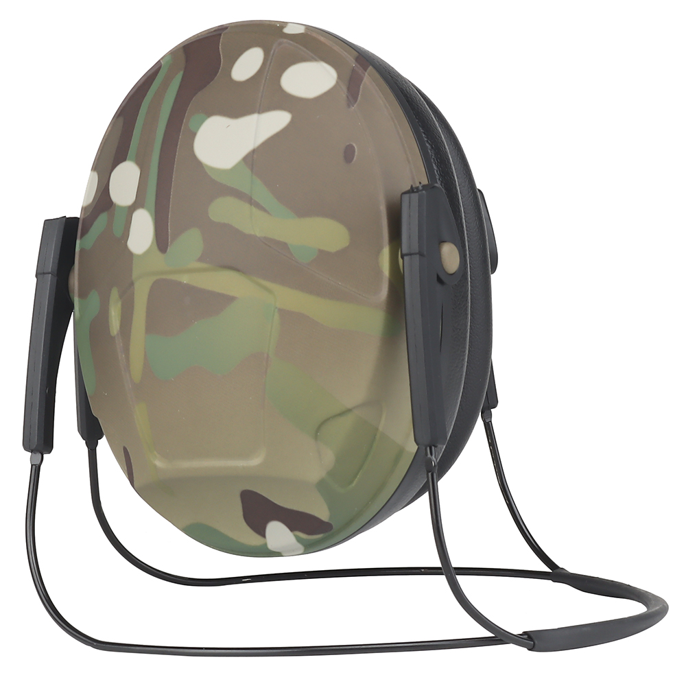The rear-mounted noise-cancelling headphones feature IPSC tactical ear cups with multi-functional adaptation to protect the ears and reduce noise - ortacical