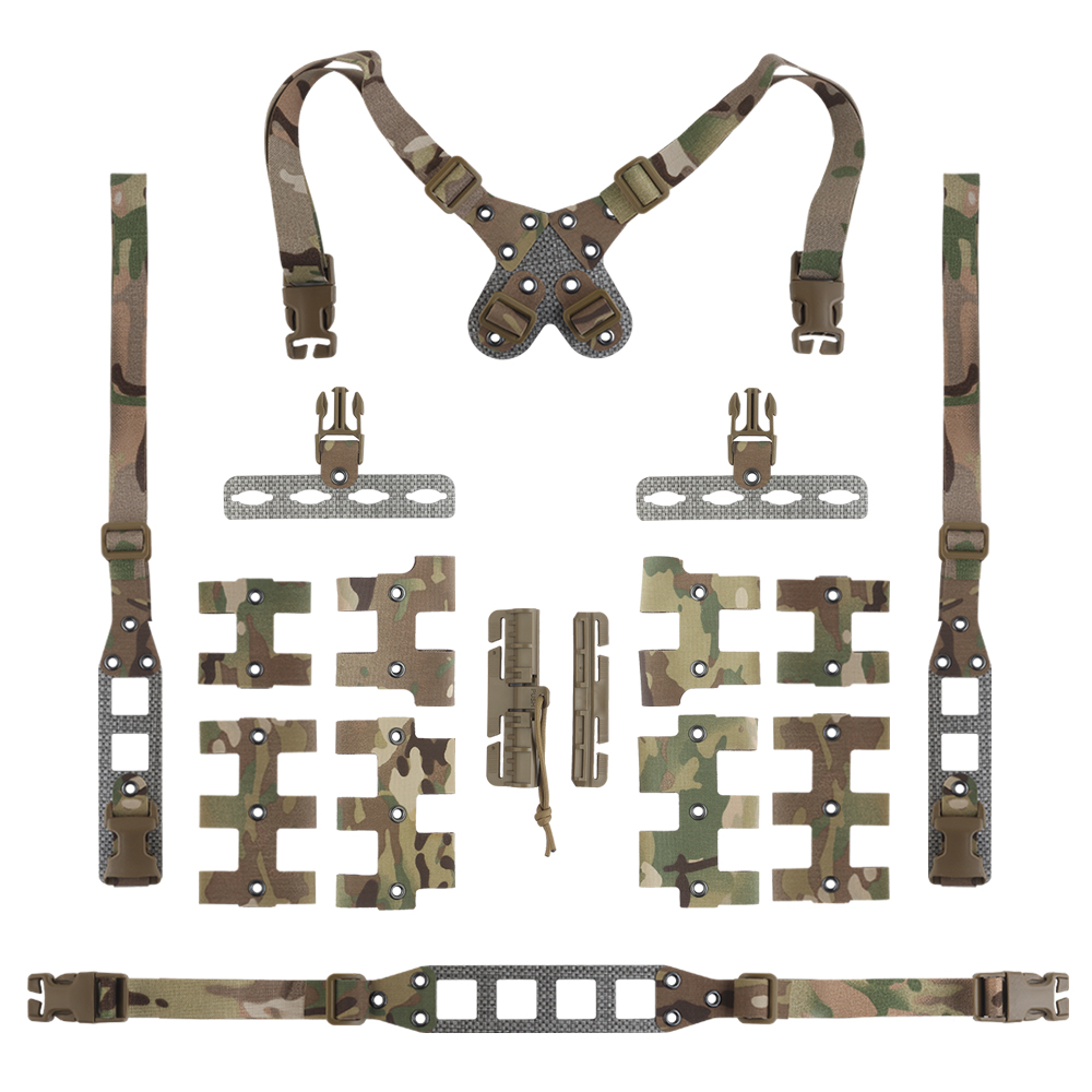 DIY modular tactical camouflage chest strap V2 carbon fiber color-matching components for free combination - ortacical