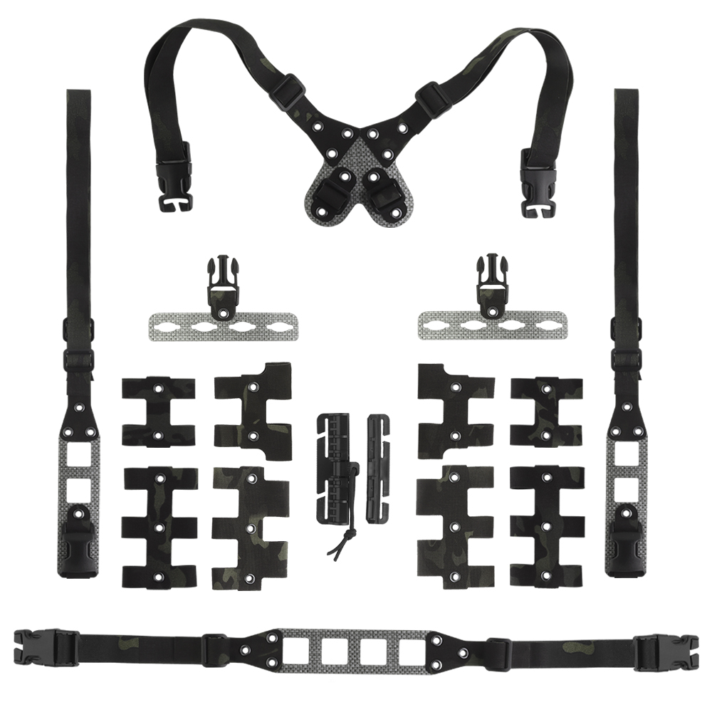 DIY modular tactical camouflage chest strap V2 carbon fiber color-matching components for free combination - ortacical