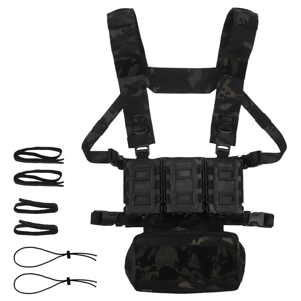 Laser-cut 8-row molle chest hanging plate tactical vests with 3 pieces of Scorpion rifle magazines - ortacical