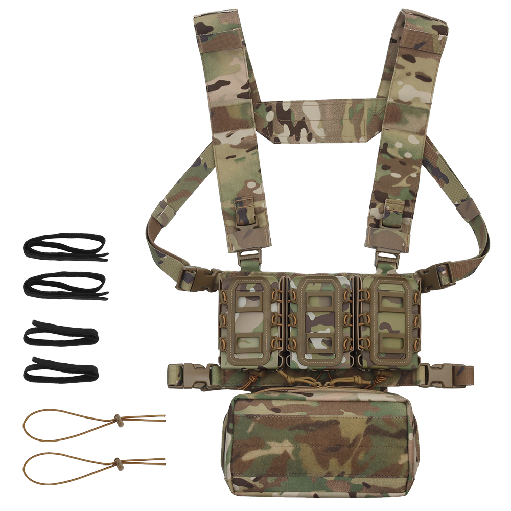 Laser-cut 8-row molle chest hanging plate tactical vests with 3 pieces of Scorpion rifle magazines - ortacical