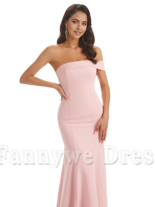 Mermaid One Shoulder Floor-Length Satin Sexy formal dresses evening gown Bridesmaid Dresses - TREBLEV