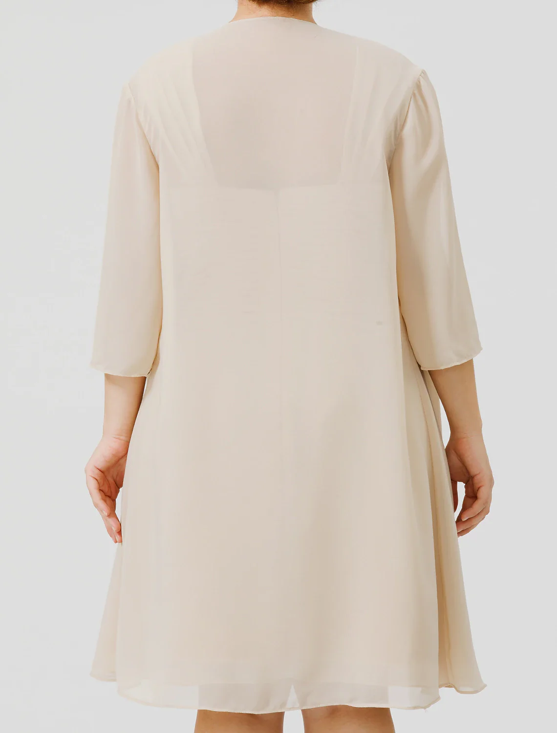 Sheath / Column Mother of the Bride Dress Plus Size Elegant Straps Knee Length Chiffon Sheer Lace Sleeveless yes with Criss Cross - TREBLEV