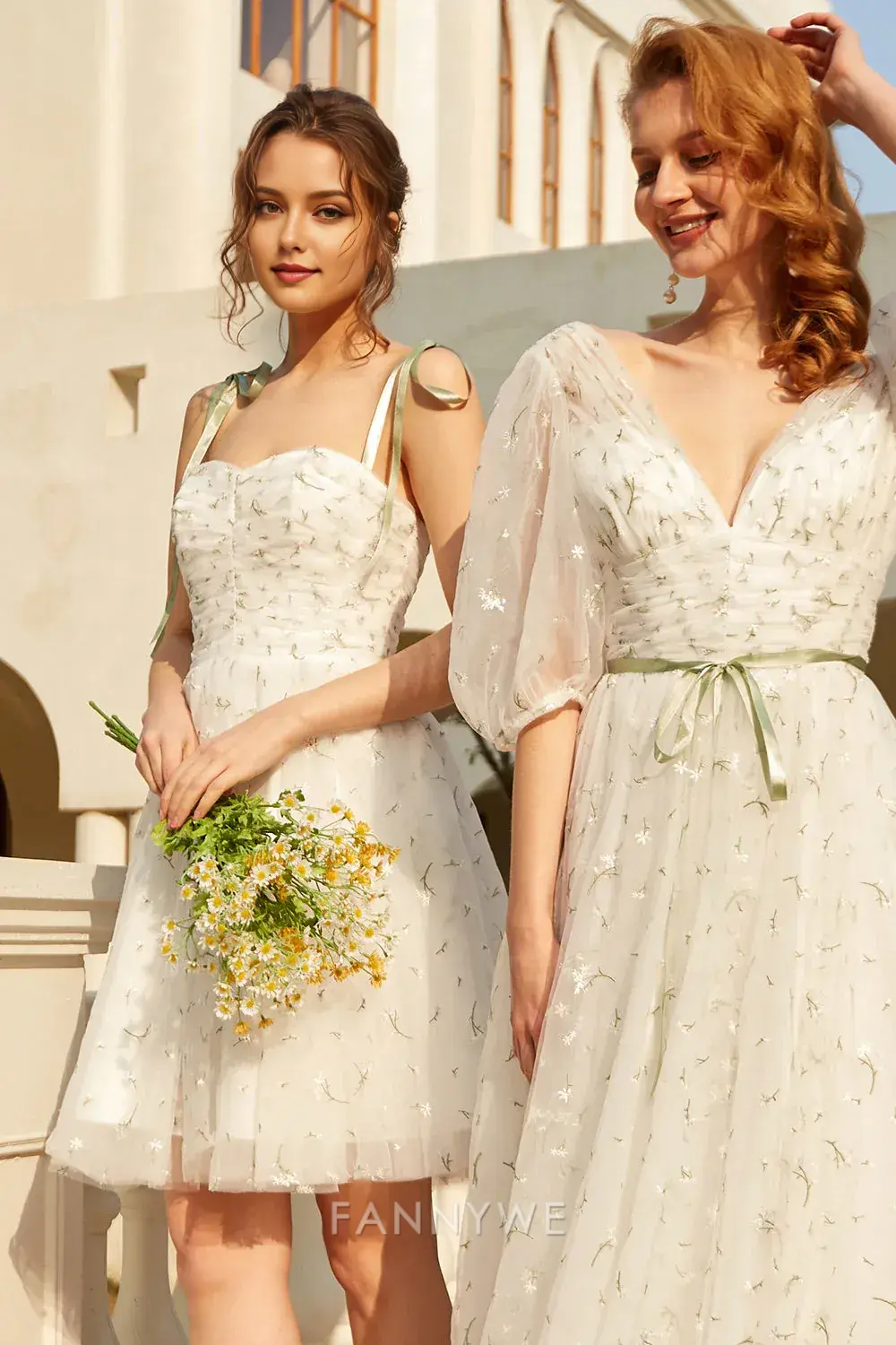 FannyWe Elegant Stylish Spaghetti Straps White Short Homecoming Dress with Embroidery hot sale - TREBLEV