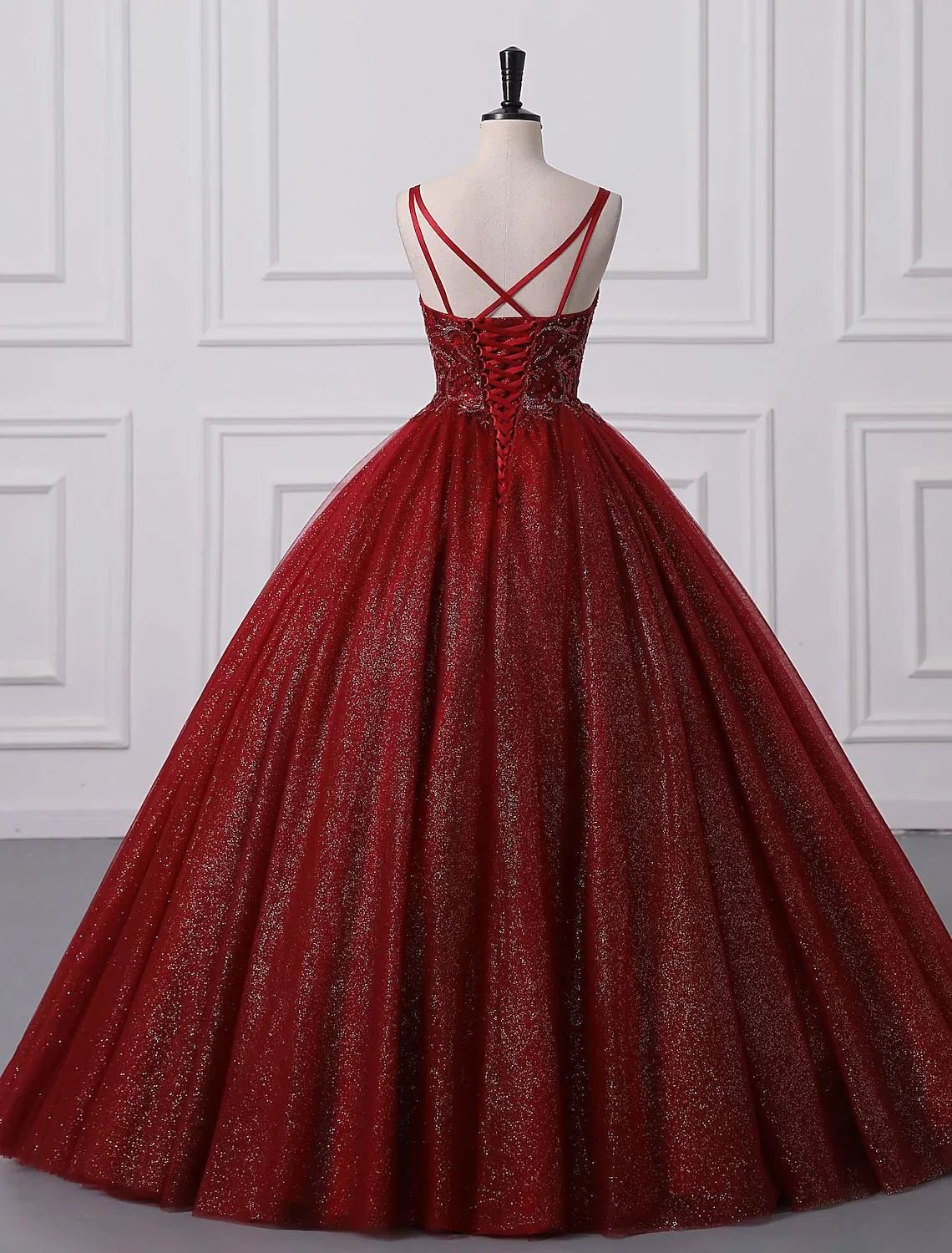 Ball Gown Prom Dresses Princess Dress Graduation Floor Length Sleeveless Strap Lace Beading Appliques - TREBLEV
