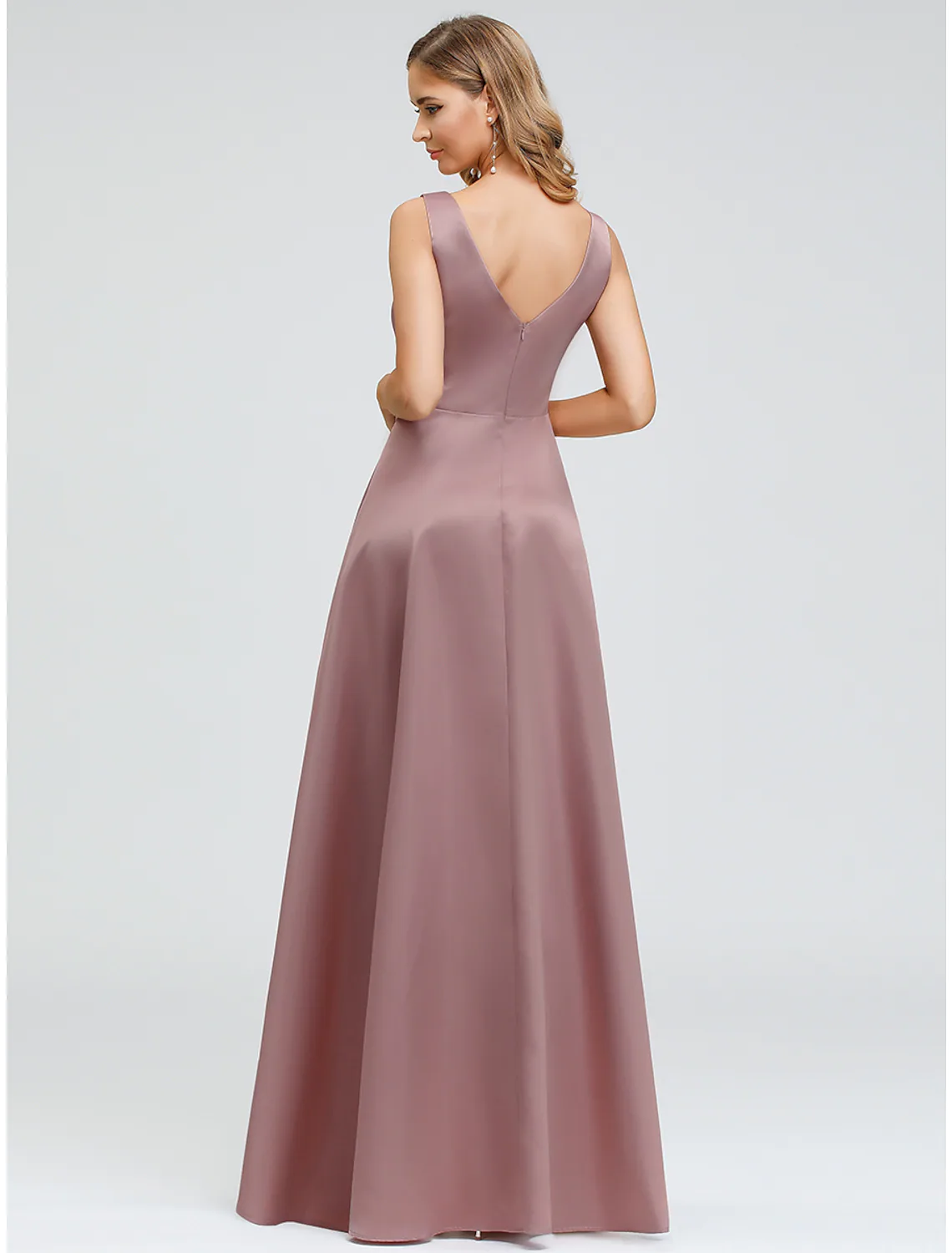 A-Line Elegant Wedding Guest Cocktail Party Dress V Neck V Back Sleeveless Asymmetrical Polyester with Crystals Beading - TREBLEV