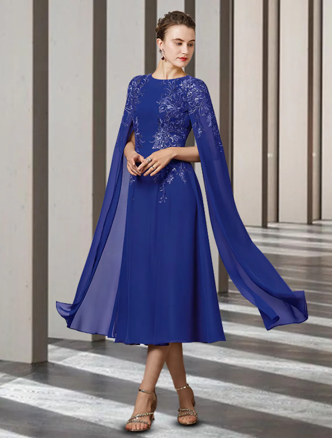 A-Line Mother of the Bride Dress Elegant Chiffon Lace Sleeveless with Appliques - TREBLEV