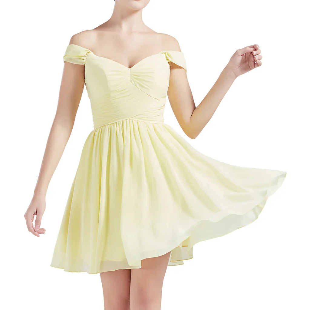 Off Shoulder Short Chiffon Wedding Party Bridesmaid dresses - TREBLEV