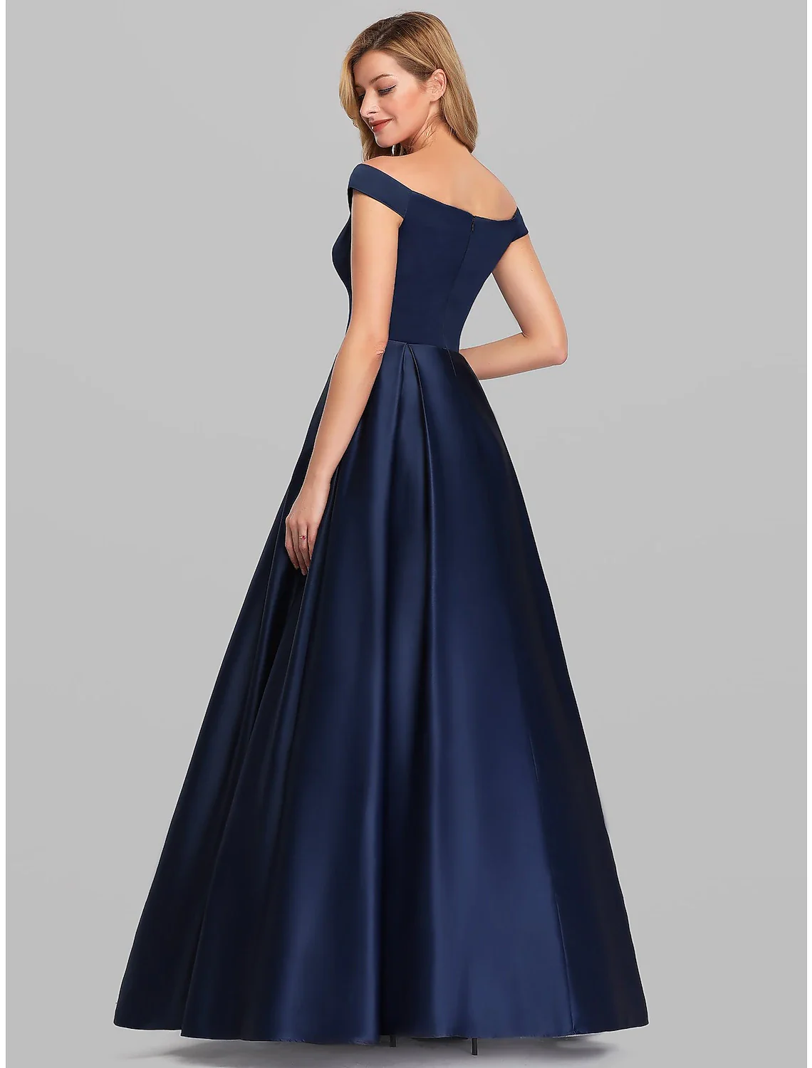 A-Line Evening Gown Elegant & Luxurious Dress Wedding Guest Floor Length Sleeveless Plunging Neck Charmeuse with Ruched - TREBLEV