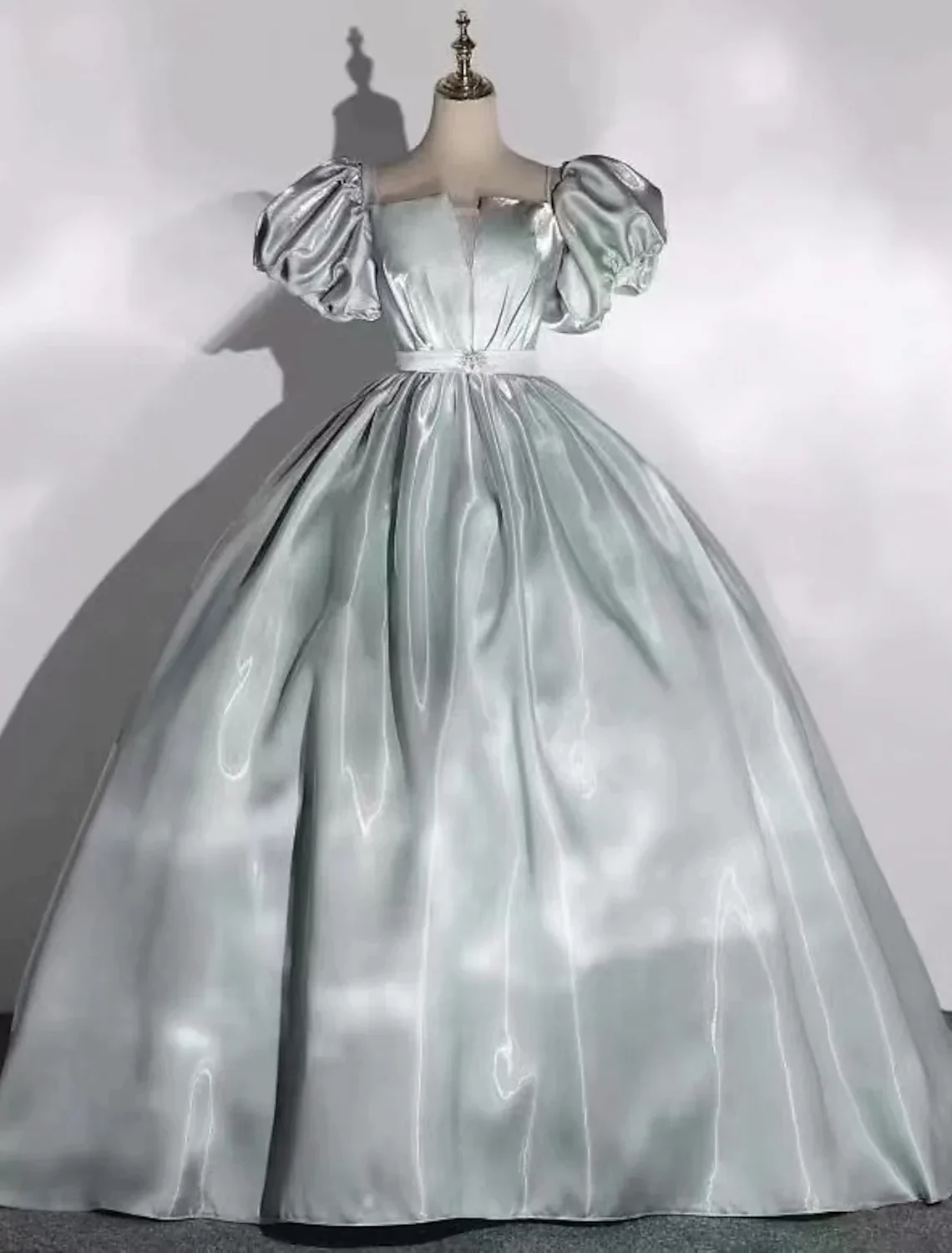 Ball Gown Quinceanera Evening Dress Scoop Neck Short Sleeve Floor - TREBLEV