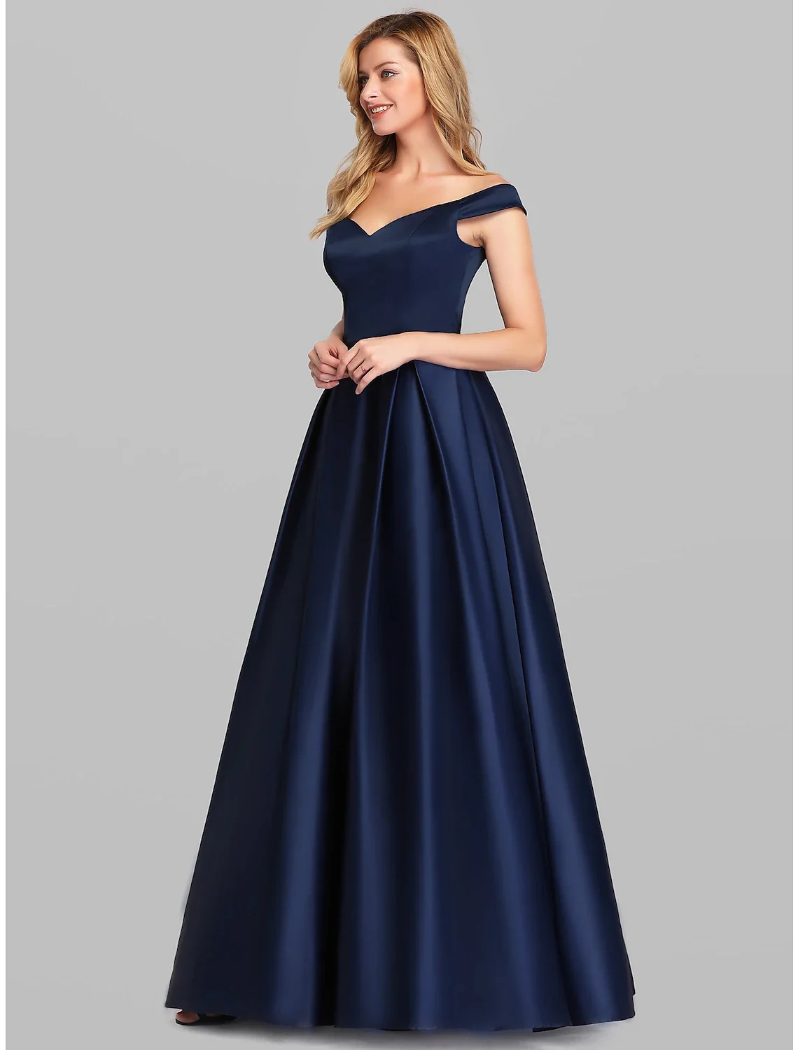 A-Line Evening Gown Elegant & Luxurious Dress Wedding Guest Floor Length Sleeveless Plunging Neck Charmeuse with Ruched - TREBLEV